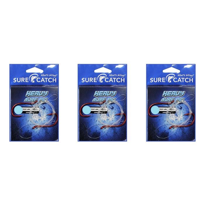 3x Surecatch Pre-Tied Heavy Surf Rig Chemical Sharpened Fishing Hook - Size 6/0