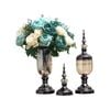 Soga 2x Clear Glass Flower Vase With Lid Blue Set