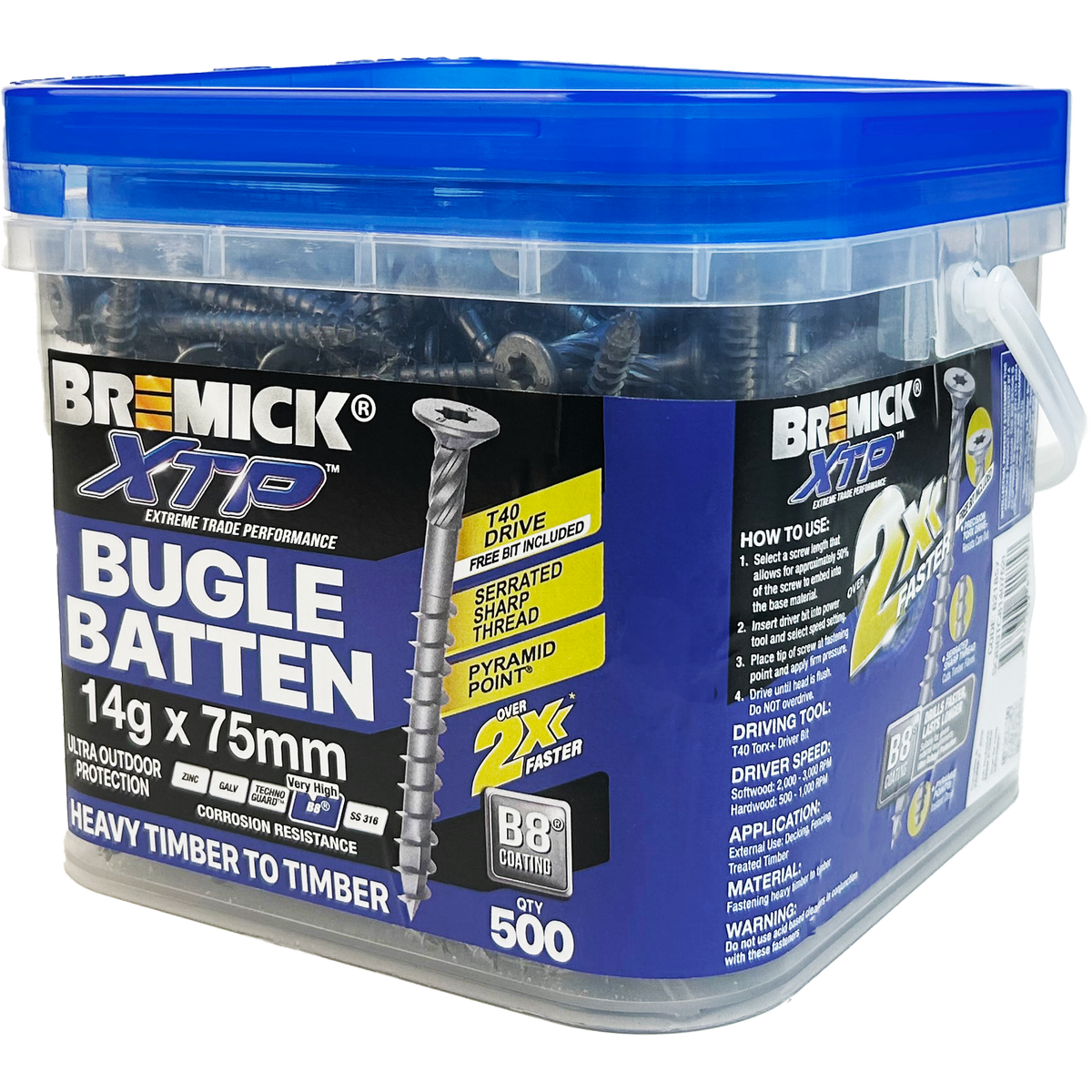 Bremick XTP 14g x 75mm T40 B8 Bugle Batten - 500 Pack - Bunnings Australia