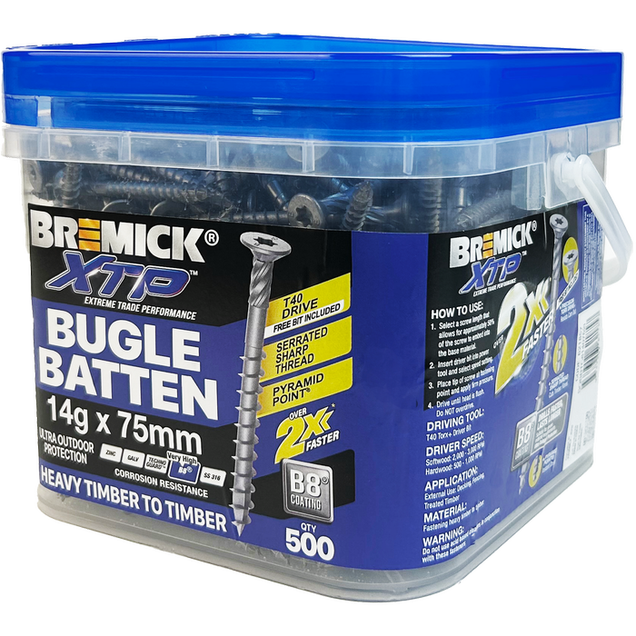 Bremick XTP 14g x 75mm T40 B8 Bugle Batten - 500 Pack