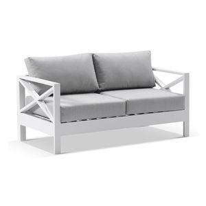Bay Gallery Furnitire Kansas 2 Seater Lounge White & Grey Cushions