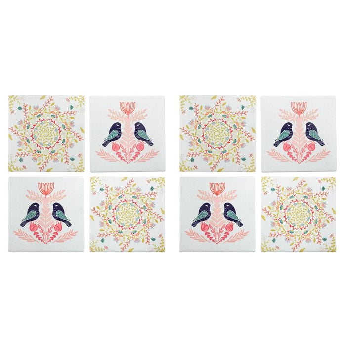 2x 4pc LVD Ceramic Coasters Mandala Dream Home/Kitchen Decor 9.5cm Square