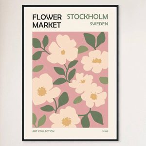 Galrie Stunning Flower Market Art Print from Stockholm, Black Frame, A3 30 x 42cm (12 x 16inch)