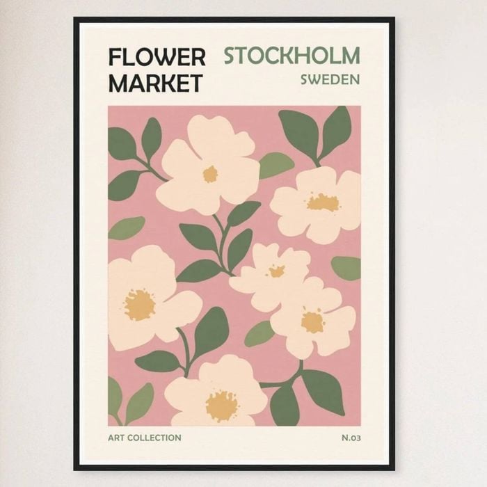 Galrie Stunning Flower Market Art Print from Stockholm, Black Frame, A3 30 x 42cm (12 x 16inch)