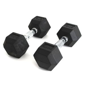 SMAI Rubber Hex Dumbbells (Pair) - Classic - 22.5KG - Black