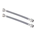 EnduraSeal 150mm Silver Premium Flexible Braided Extension Water Connector - 2 Pack