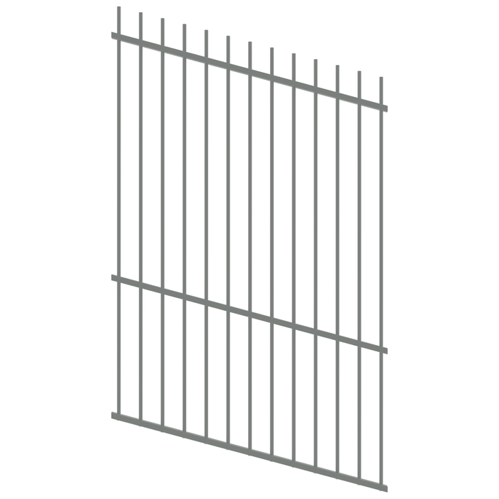 ProtectorAl 0350-1200mm x 1800mm Palladium Silver Picket Top Pool Fence Panel Raked Up to 15º