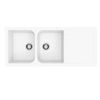 Amelie Deauville 1160mm Quartz Double Bowl Sink W Drainer White