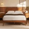 Homfurn Rustic Queen Bed Base – Solid Pine Frame,  Easy Assembly, Walnut