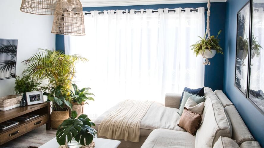 Lounge room made stylish with decor.