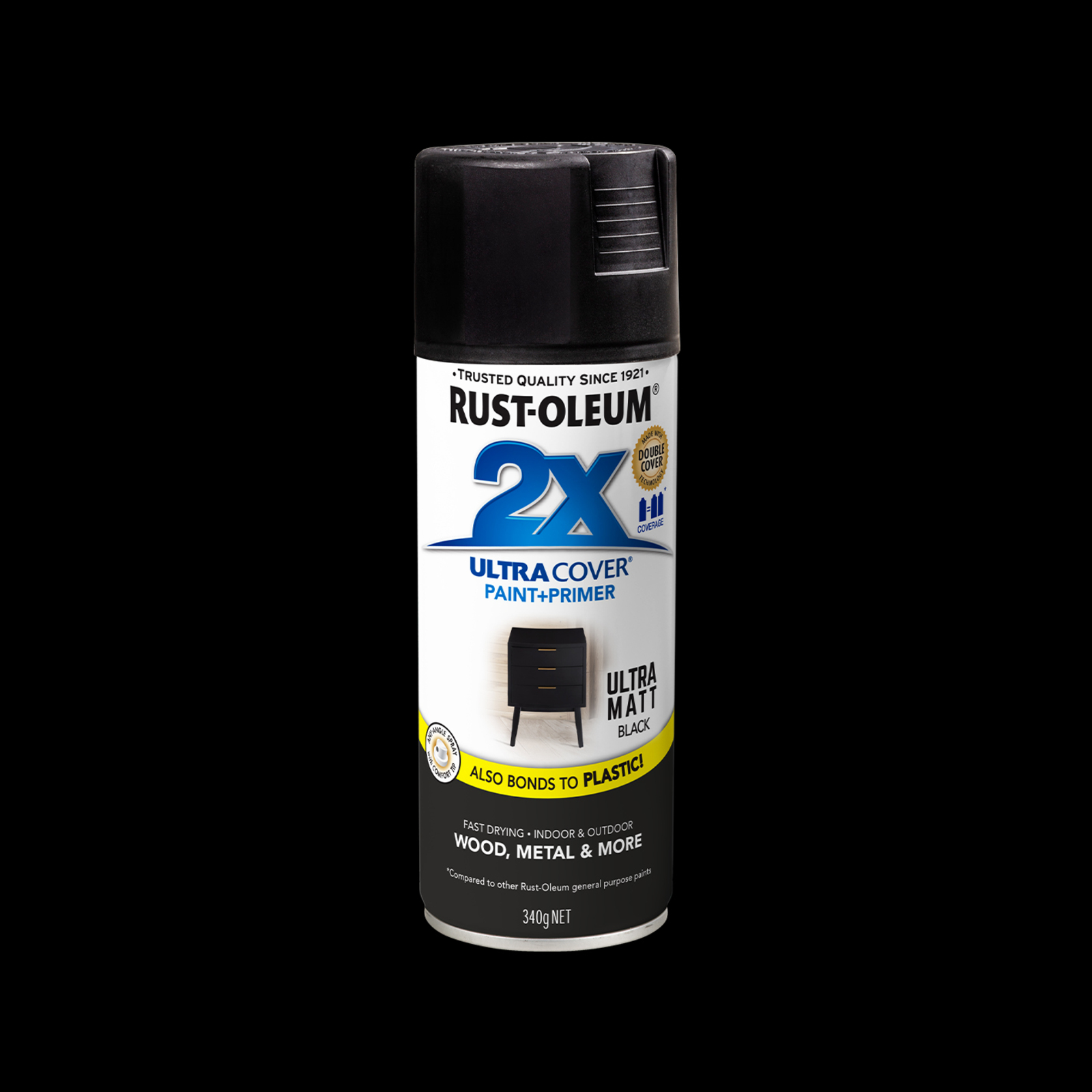 Rust-Oleum 2X Ultra Cover Ultra Matt Black Spray Paint 340g