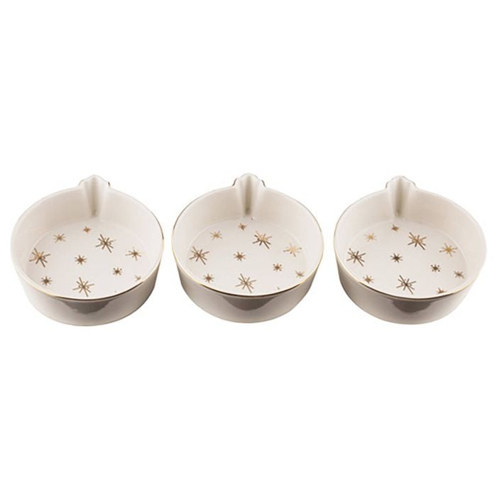 3pc Ladelle Jingle Porcelain Serving Bowl Set 11.3x10.3x3.5cm Gold