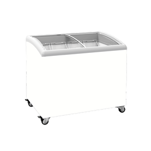 Exquisite Curved Glass Display Chest Freezers With 4 Baskets With Led