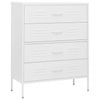 vidaXL Chest of Drawers White Steel Sideboard Side Storage Cabinet Organiser