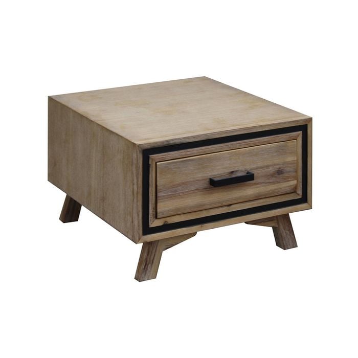 Lamp Table with 1 Storage Drawer Solid Wooden Frame in Silver Brush Colour