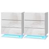 Artiss 2x Bedside Table LED 3 Drawers - MORI White