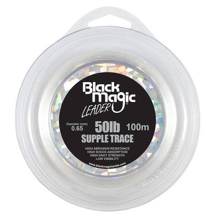 Black magic supple trace monofilament fishing leader 50lb
