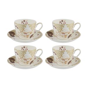 4x Maxwell And Williams Cup Saucer Kimono Bone China Gift Boxed White 480ml