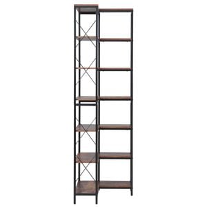 VEVOR 7 Tier Corner Bookshelf Brown L-Shaped with Metal Frame for Bedroom