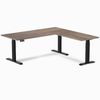Desky Eco L-Shape Melamine Sit Stand Desk Matte Black Frame 180x175cm