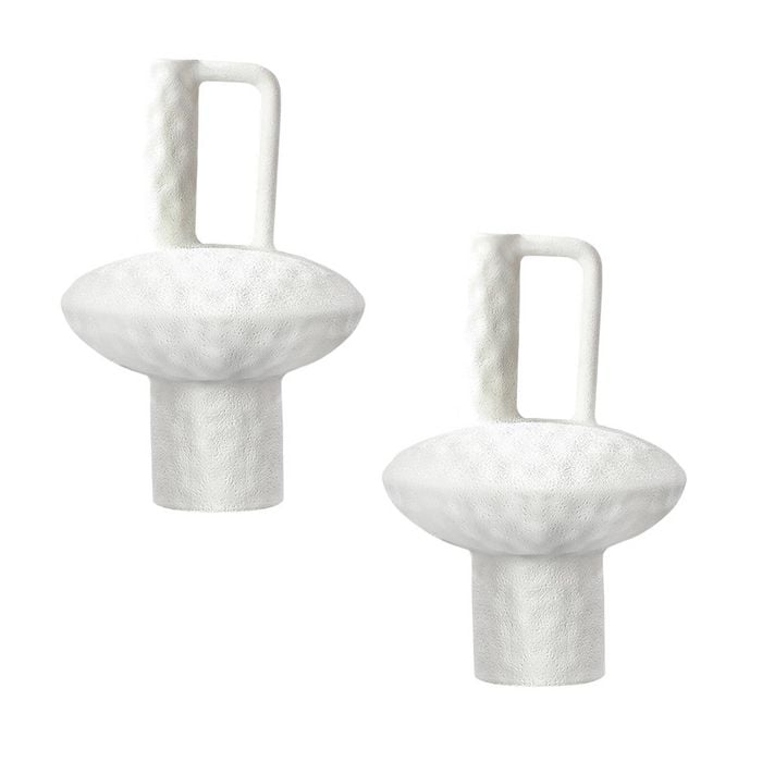 SOGA 2X 20x30cm White Ceramic Vase Set