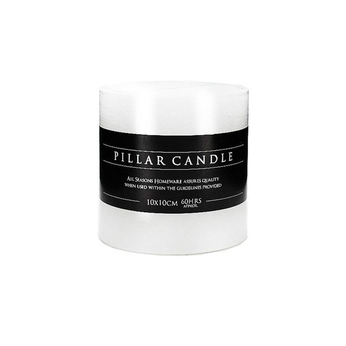 Candle Pillar Flat Top White 10x10cm