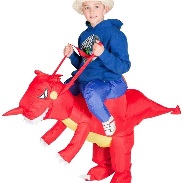 Inflatable Ride On Red Dragon Kids Costume - One Size
