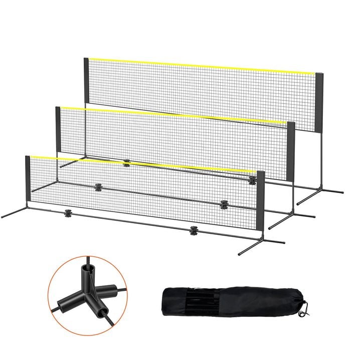 VEVOR Badminton Net Black Height Adjustable with Poles for Kids Backyard Game