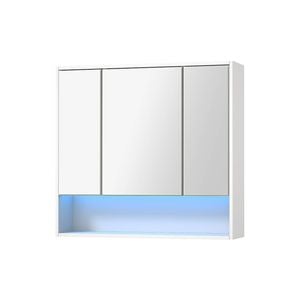 Welba 3 Doors Wall Cabinet Mirror Storage 900x750mm LED Light White Cupboard