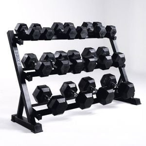Brixx 10kg - 30kg Hex Dumbbell & Rack Set | 8 Pairs - 315kg Package