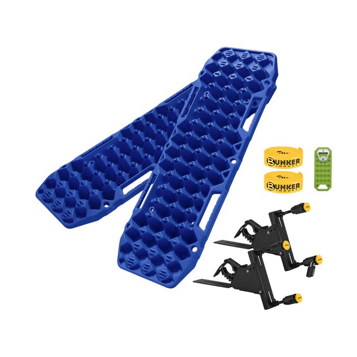 Bunker Indust 2PCS Recovery Tracks Board Blue 10T + Side Mounting Bracket Kit