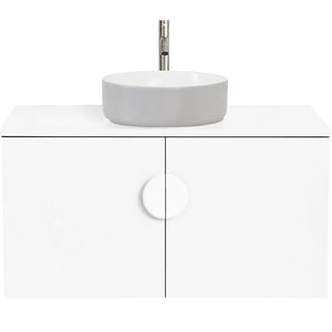CIBO 900mm White Mornington Wall Hung Vanity With Light Grey / White Basin And White Handle