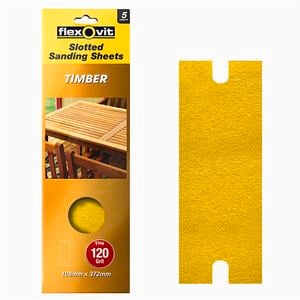 Flexovit Timber Slotted Sanding Sheet 108 x 372mm 5pk - 120 Grit