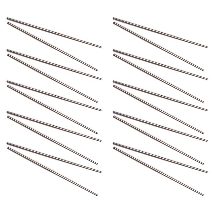 10PK D.Line Stainless Steel Chopstick Food Noodles Utensil - Silver