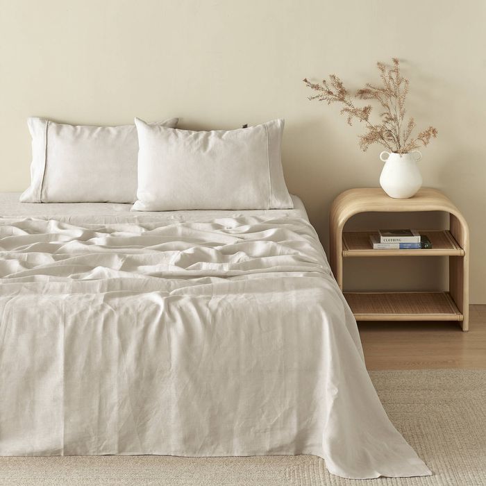 Natural Home 100% European Flax Linen Sheet Set Natural Double Bed