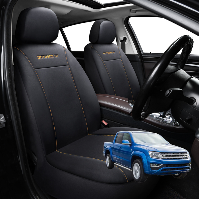 Car Seat Cover for VolksWagen Amarok Dual Cab 2010 - 2022 2H, 2H Facelift - Black-Front Only