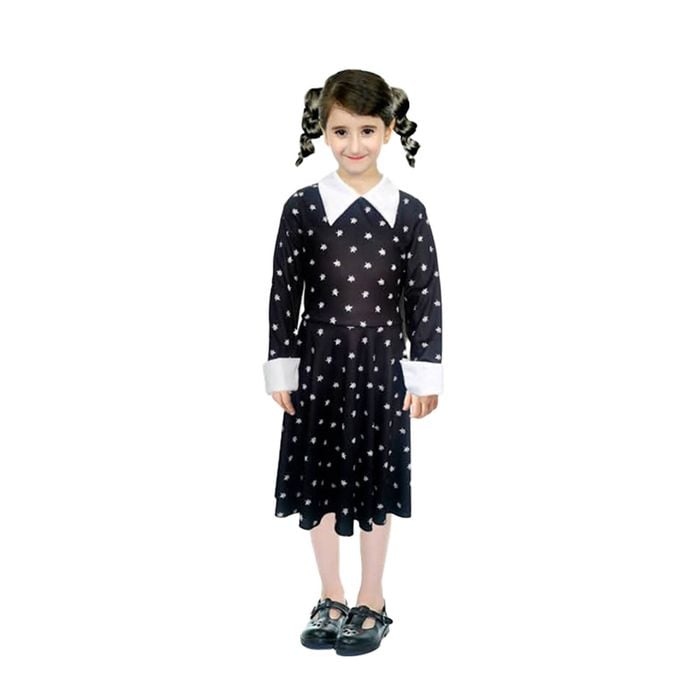 More Than Party Kids Girls Wednesday Dress Costume Long Sleeve Goth Star 10-12y