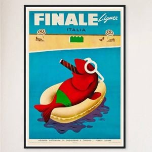 Galrie Vintage Finale Ligure Italy Travel Poster - Stunning Coastal Wall Art, Black Frame, A0 84 x 119cm (33 x 47inch)
