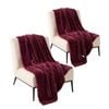 SOGA 2 Pack Burgundy Flannel Polyester Throw Blanket 200x230cm