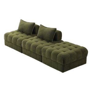 Oikiture 3 Seater Boucle Modular Sofa & Ottoman Set