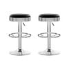 Artiss Set of 2 Black & Chrome PU Leather Backless Bar Stools