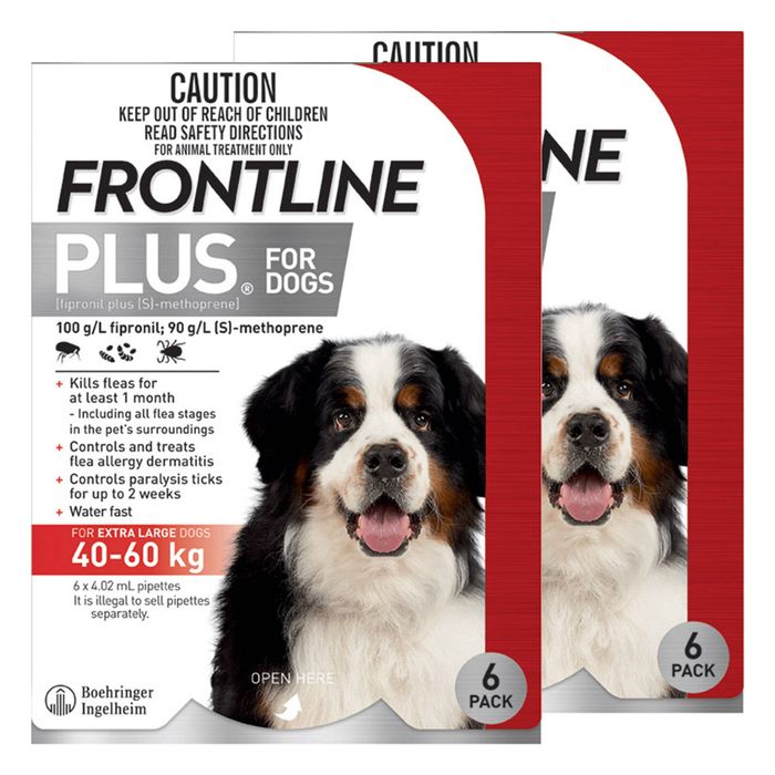 Frontline Plus For Extra Large Dogs 40 To 60kg (red) 12 Pipettes