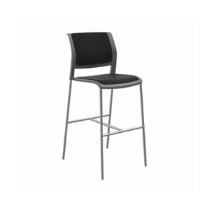 Olg Game Bar Stool Chrome Legs Charcoal Shell Black Upholstered Seat And Back