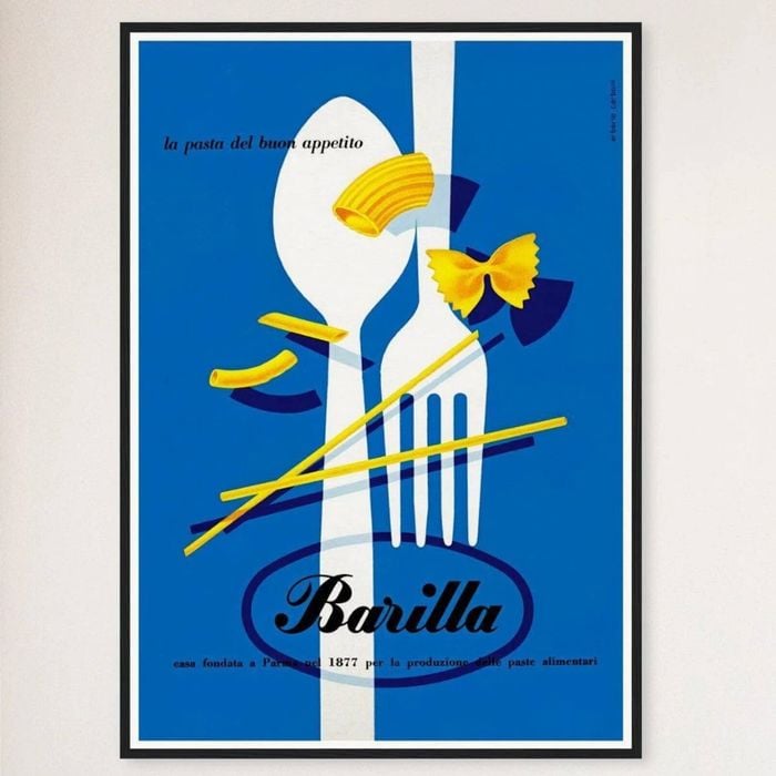 Galrie Barilla Vintage Pasta Advertising Poster - Charming Kitchen Wall Decor, Black Frame, A4 21 x 30cm (8 x 12inch)
