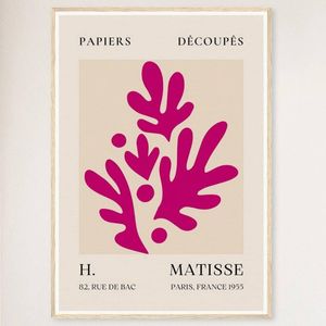 Galrie Henri Matisse Pink Foliage II Art Print 1955 Exquisite Art for Your Home, Wood Frame, A3 30 x 42cm (12 x 16inch)