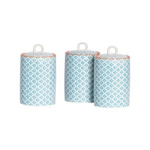 Nicola Spring Tea Coffee and Sugar Canister Storage Jar - Porcelain - Print Design - Pack of 3