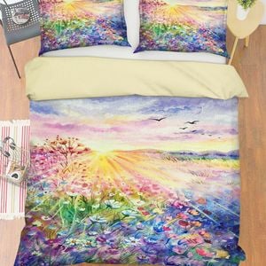 3D Blue Flower Field 396 Bed Pillowcases Quilt King Size