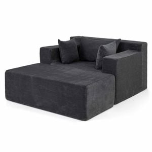 Costway Single Sofa Ottoman Boneless Floor Lounge Chaise Corduroy Grey