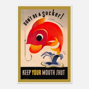 Galrie Don't Be A Sucker Keep Your Mouth Shut 1944 World War II Vintage Propaganda Poster, Poster Only, 50 x 70cm (20 x 28inch)