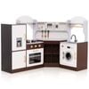 Costway Kids Kitchen Play Set Pretend Cooking Toy Brown